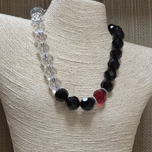 Statement Black and Clear Beaded Necklace